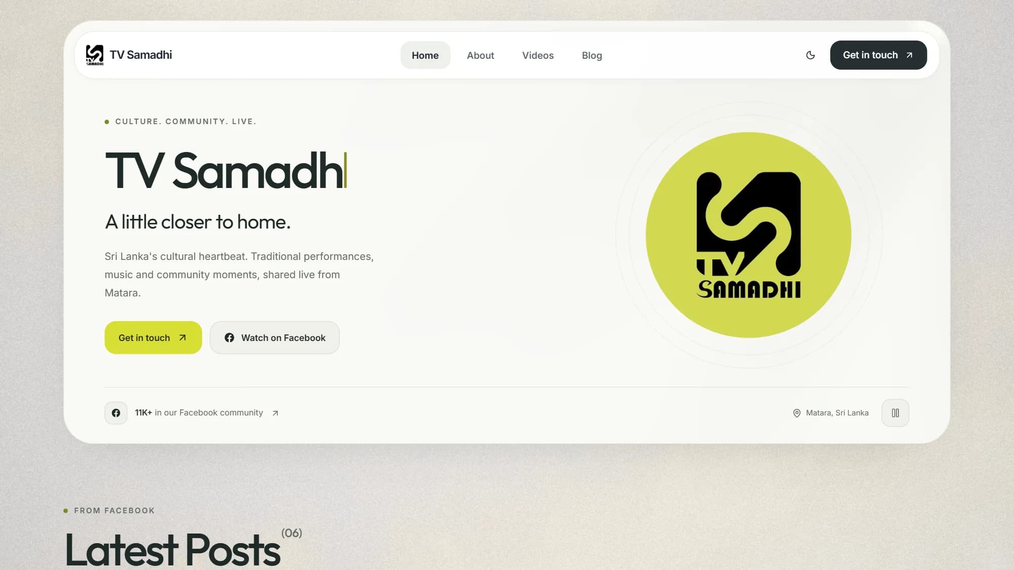 TV Samadhi interface preview