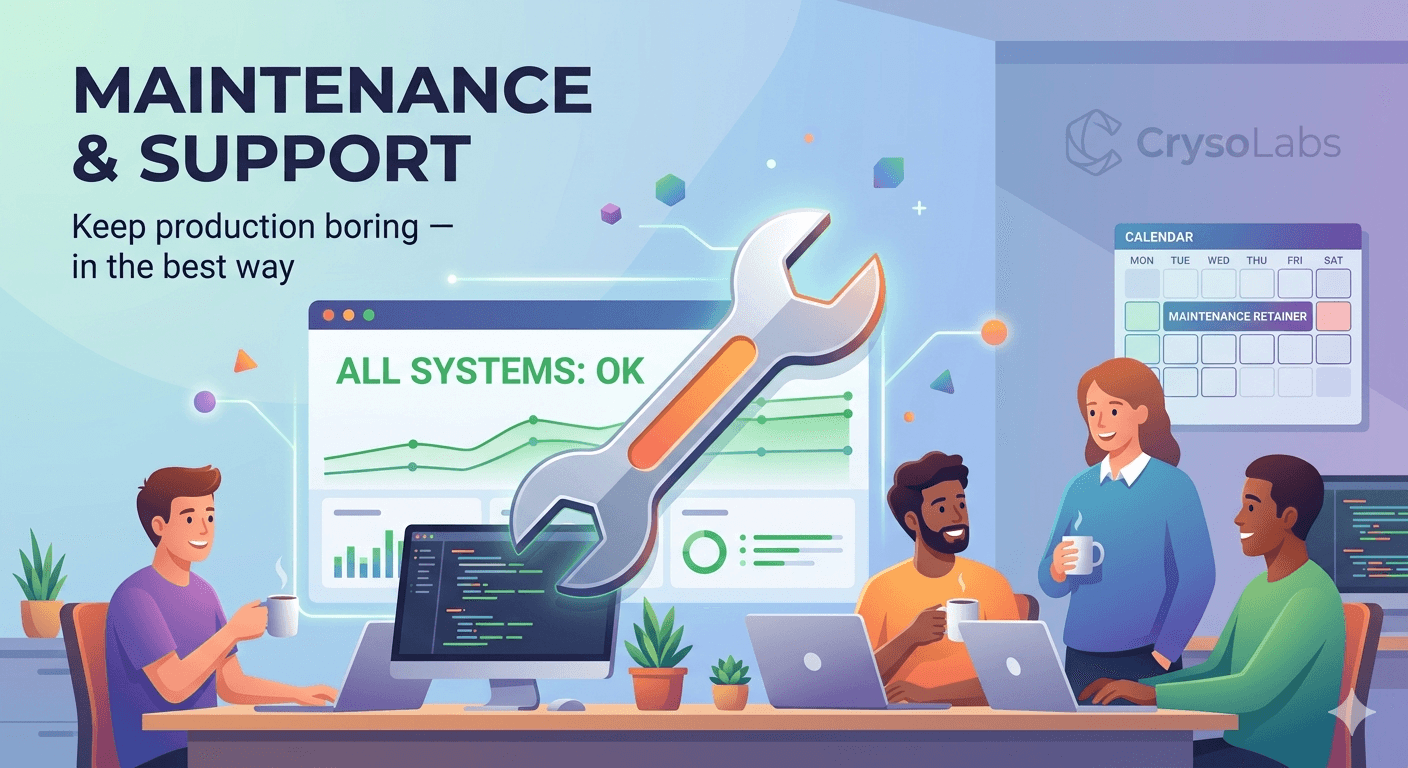 Website and software maintenance retainers by CrysoLabs