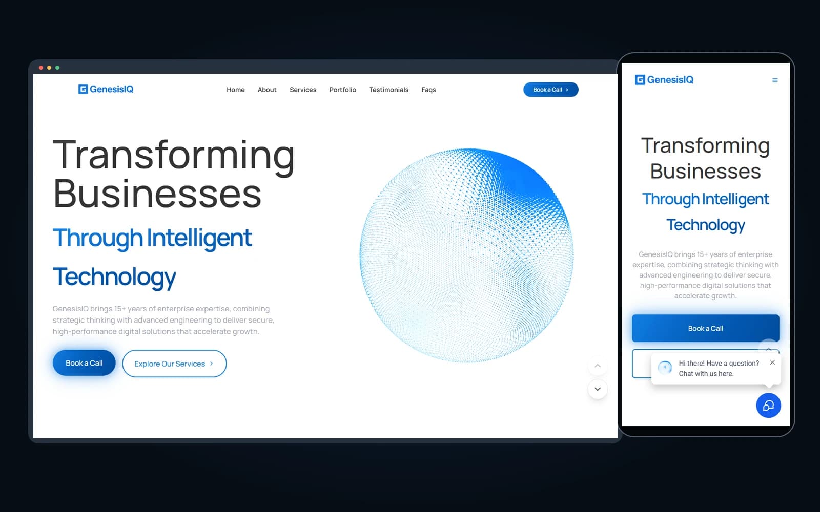 GenesisIQ homepage desktop screenshot