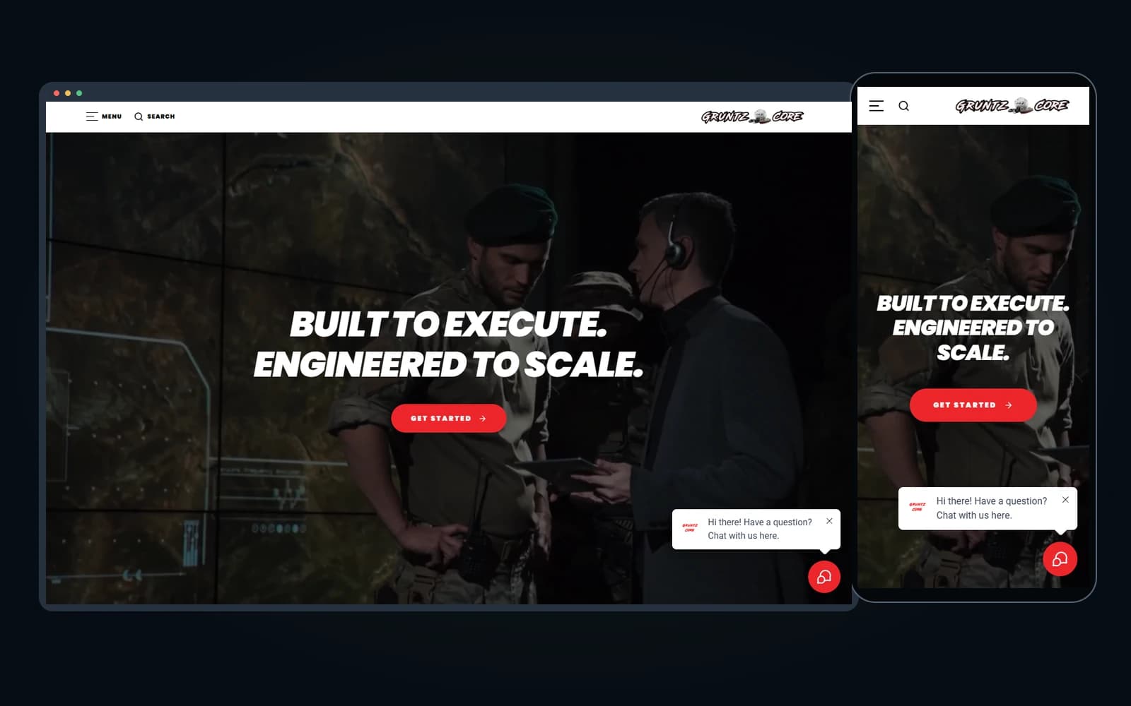 GruntzCore homepage desktop screenshot