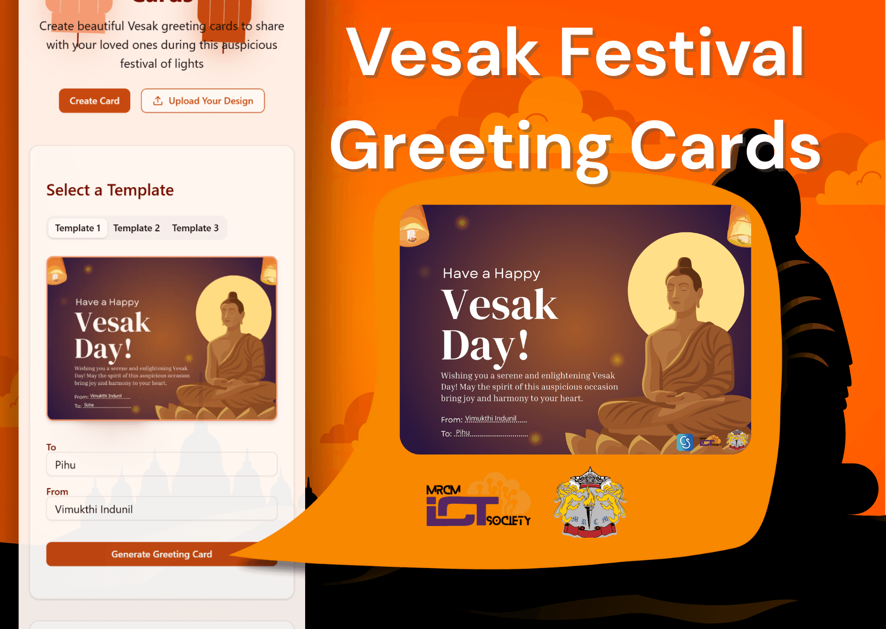 MRCM Vesak Festival Greeting Cards Landing Page