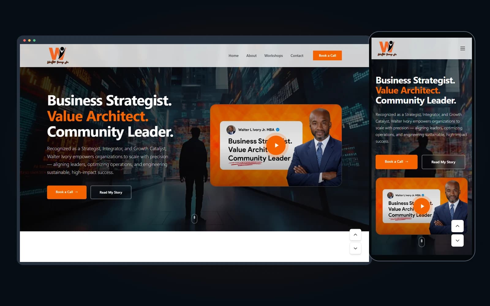 Walter Ivory Jr. homepage desktop screenshot