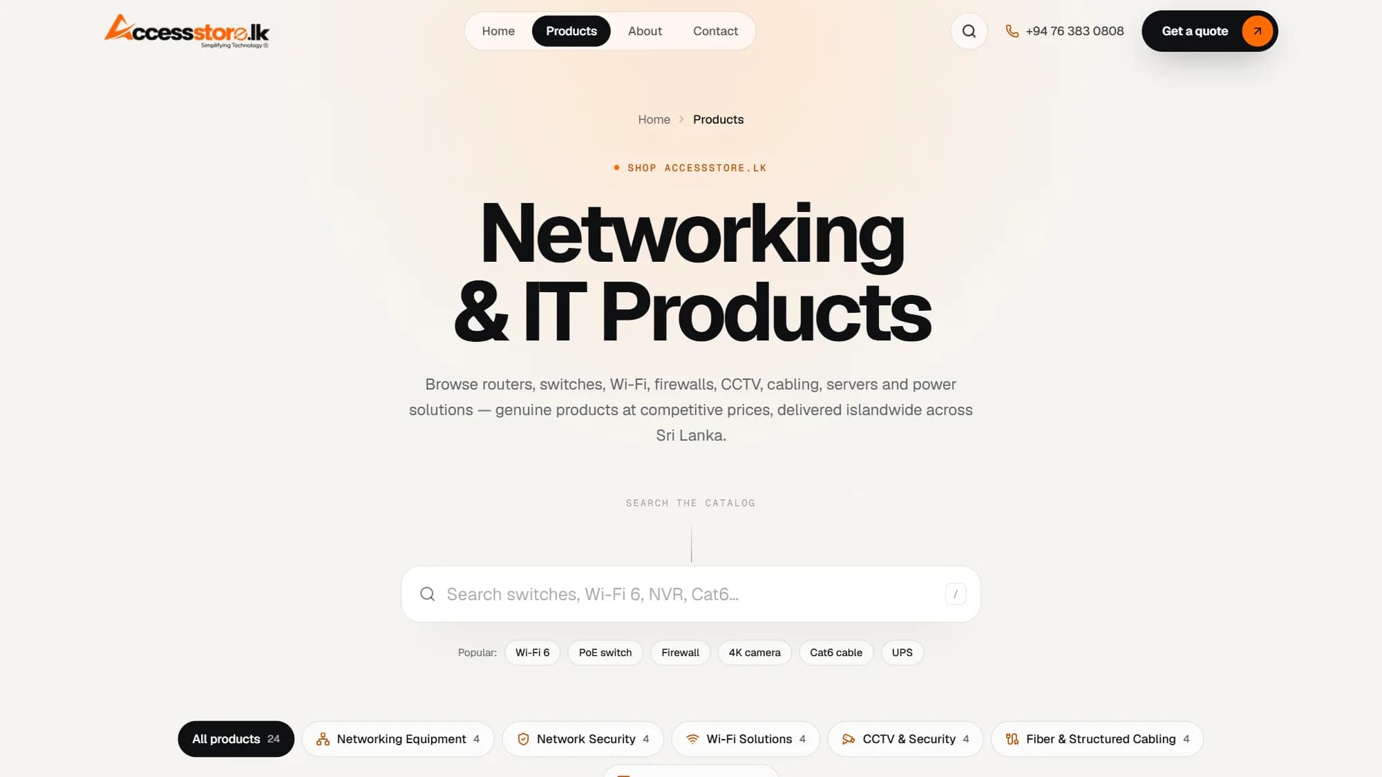 AccessStore.lk product search with popular queries and category filters