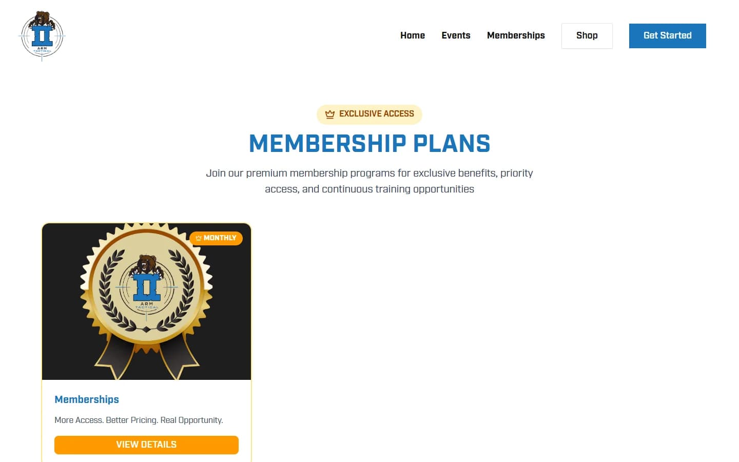 Membership options — Membership information sits within the same experience as courses, events and customer accounts.