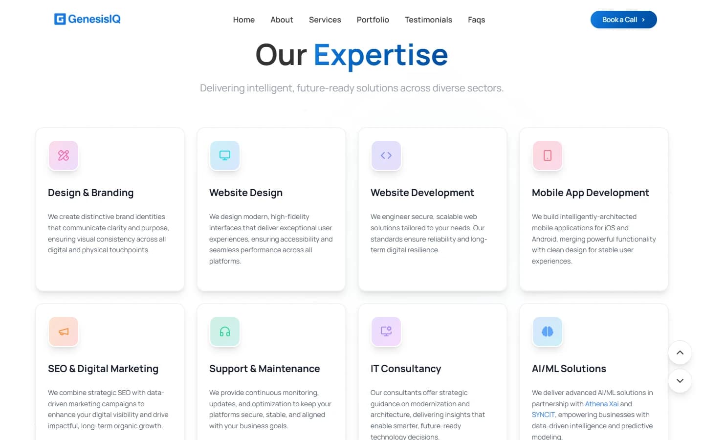 Technology services — Service cards explain the agency's digital capabilities. Captured from the local project preview.
