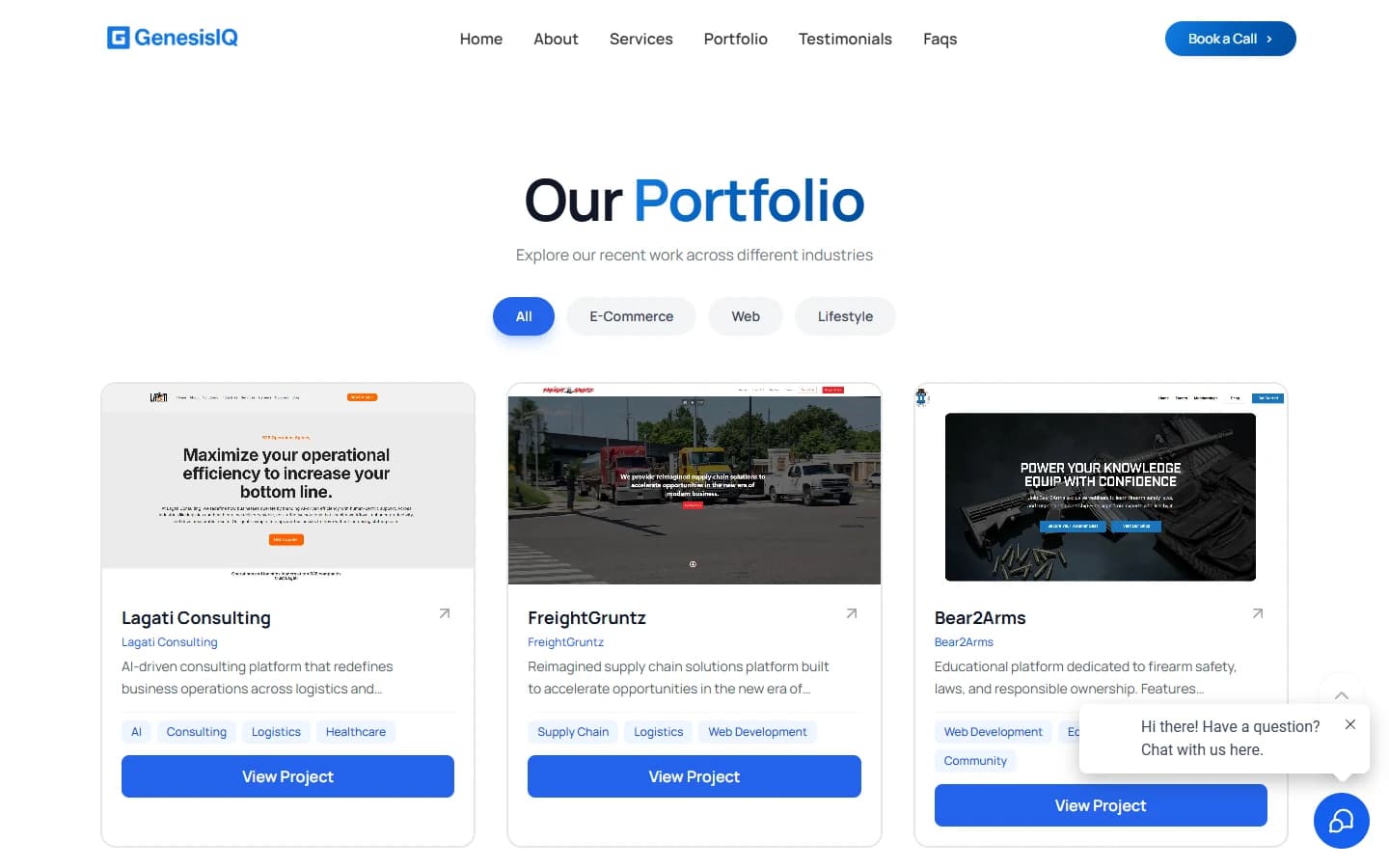 Portfolio showcase — A dedicated portfolio presents the agency's work. Captured from the local project preview.
